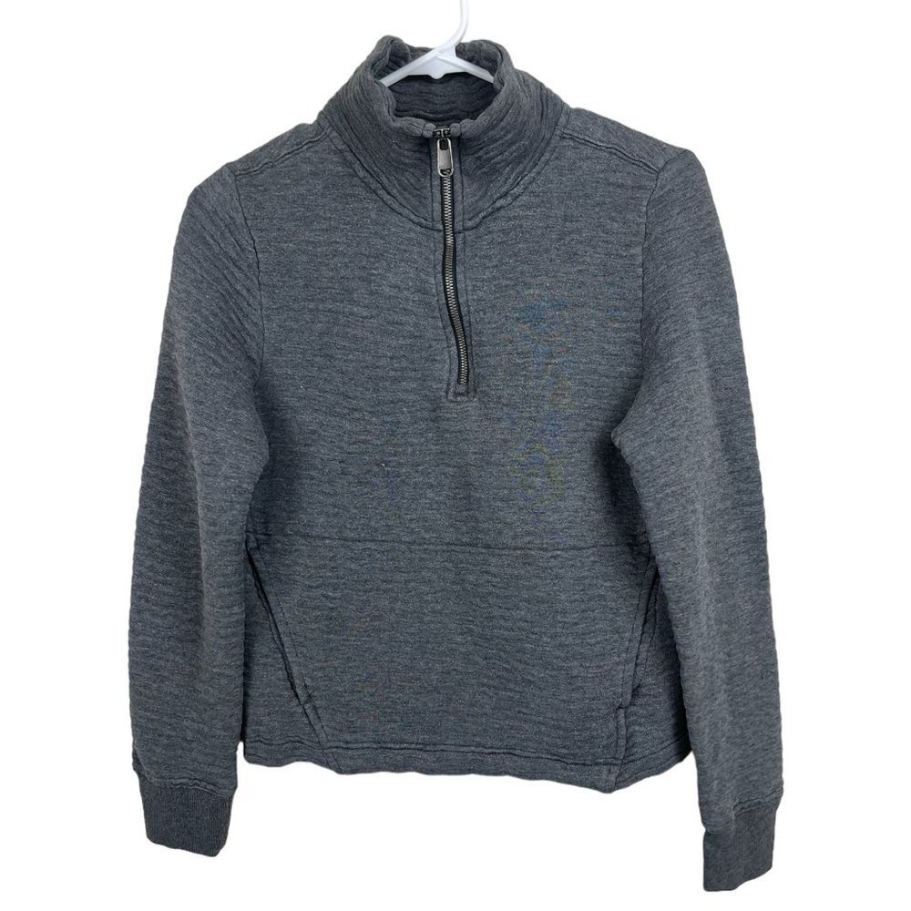 Athleta Women's Ottoman Rib Qtr Zip Pullover cozy soft Sweatshirt Gray, Size XS